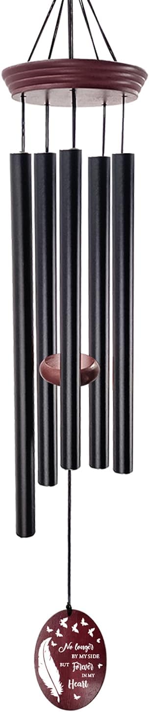 Memorial Wind Chimes for Loss of Loved One, 33.5" Sympathy Wind Chimes with Feather & Butterfly Remembrance Sail, Deep Tone Bereavement Gift for Loss of Mom Dad, Outdoor Garden Decor