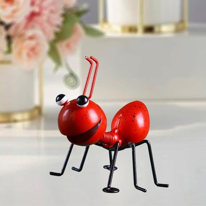 Garden Sculpture Metal Ants Hanging Wall Art Garden Lawn Yard Landscaping Decoration Home Gardening Gift Ornament (Red)