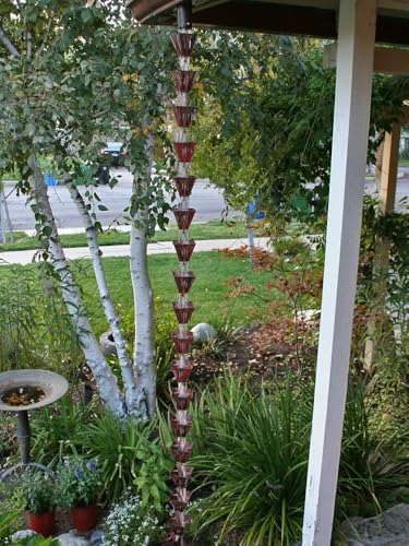 Nutshell Stores Slotted Square Cups Rain Chain - Copper - 12 Feet