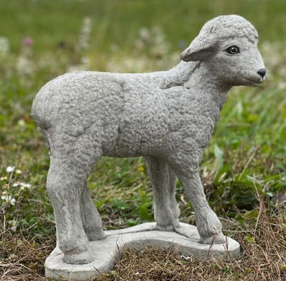 Lamb Statue Outdoor or Indoor Sculpture Concrete Lamb Figurine Garden Lamb Decor Realistic Sheep Statue