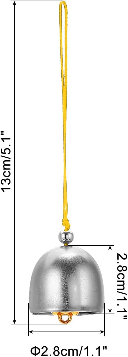PATIKIL 6 Pcs Wind Chime, Hanging Bells Temple Bells Retro Outdoor Hanging Metal Chinese Wind Chime Round for Outside Garden Camping, Silver Yellow