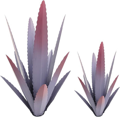 EROCK 2 Pcs Tequila Rustic Sculpture, Wind Resistant Metal Agave Plant Outdoor Home Decor, DIY Rustic Hand Painted Metal Agave Garden Art Plant Country Sculpture Statue Patio Stake Lawn Ornament Gift