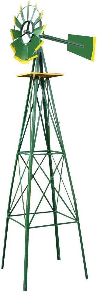 HomGarden 8' Ornametal Windmill Garden Yard Decoration Metal Wind Mill Weather Vane Weather Resistant for Home, Backyard, Patio