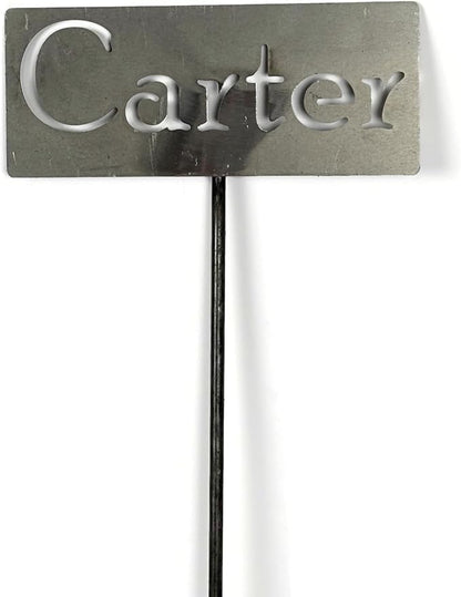 Classic Metal Garden Markers Clearance Items 20 to 33 Inches Tall (Raw Unfinished Steel, Carter)