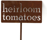 Classic Metal Garden Markers 19 Inches Tall (heirloom tomatoes, Naturally Rusted)