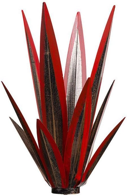 14 inch Metal Agave Flowers Plant Outdoor Décor DIY Metal Tequila Country Flowers Ornament Outdoor Decor Home Lawn Patio Stake Yard Art Decoration (Brick Red, 1 PCS)