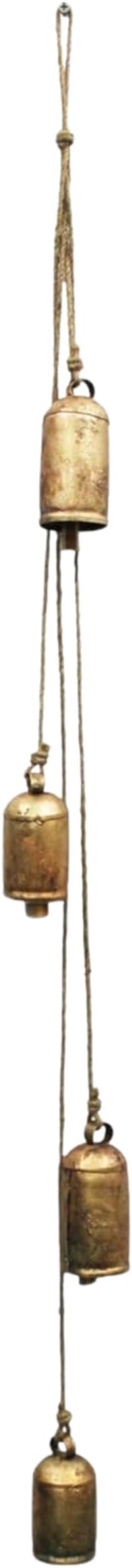 Mango Gifts Shabby Chic Rustic Vintage Bells Hanging Chimes with Jute Rope, Bohemian Style Tranquil Wind Chimes for Garden Outdoor and Patio Decoration (MGT21)
