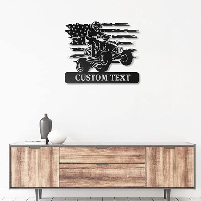 Custom US Bike Metal Wall Art, Customized Family Name Wall Decor, Rustic Home Decor, Monogram Wall Sculpture, Porch Decorations Outdoor/Gift-74