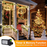 Christmas Ball Lights Outdoor - 2pcs Mix Size Sphere Hanging Globes Warm White