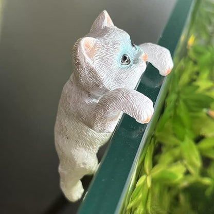 3 Pcs Resin Hanging Cat Figurines Planter Pot Hanger Miniature Fairy Garden Terrarium Edge Decor Flower Pot and Vase Hugger Hanging Animals Ornaments for Patio, Yard, Balcony