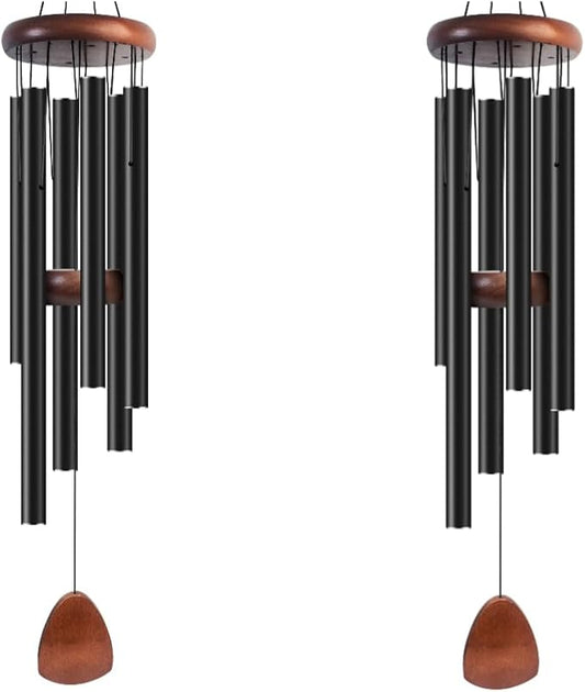 Bursvik Large Aluminium Wind Chimes 37" Inches to Create a Zen Atmosphere Suitable for Outdoor, Garden, Patio Decoration Wind Chimes with Wind Catcher Suitable as A Gift for Unisex(2 Pack Black)