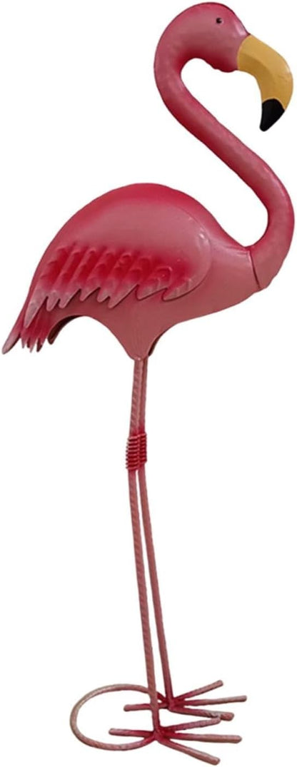 Metal Flamingo Garden Statue Outdoor Yard Art, Iron Animal Figurine Landscape Ornament for Lawn Patio Poolside Decor- Height 50.5 cm