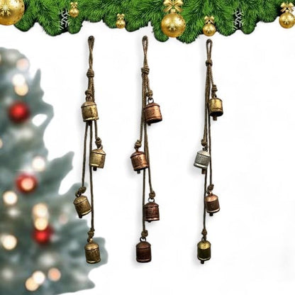 Mango Gifts Shabby Chic Rustic Vintage Cow Bells Hanging Chimes with Rope Tranquil, Bohemian Style Wind Chimes for Garden Outdoor and Patio (MGT24)
