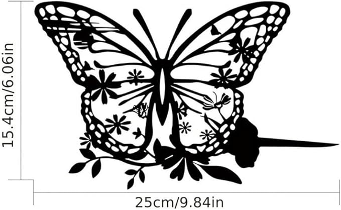 Metal Butterfly Art Silhouette Decorative Garden Stakes Black Statues Art for Yard Patio Outdoor Decor Garden Lawn Decorations