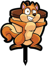 Garden Outdoor Small Metal Art 7"x 6" Weather Resistant Lawn Ornaments Sturdy Stakes Yard Sign Decoration for Patio (Squirrel with Acord)