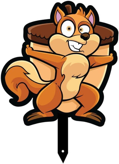 Garden Outdoor Small Metal Art 7"x 6" Weather Resistant Lawn Ornaments Sturdy Stakes Yard Sign Decoration for Patio (Squirrel with Acord)