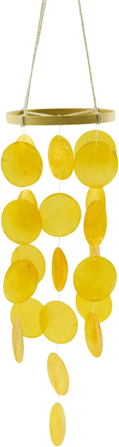 Wind Chimes Outdoor with Round Capiz Shells,Ocean Theme Party Decorations Memorial Wind Chimes Suitable for Indoor Front Porch Garden Patio Decoration(Orange 23inch)
