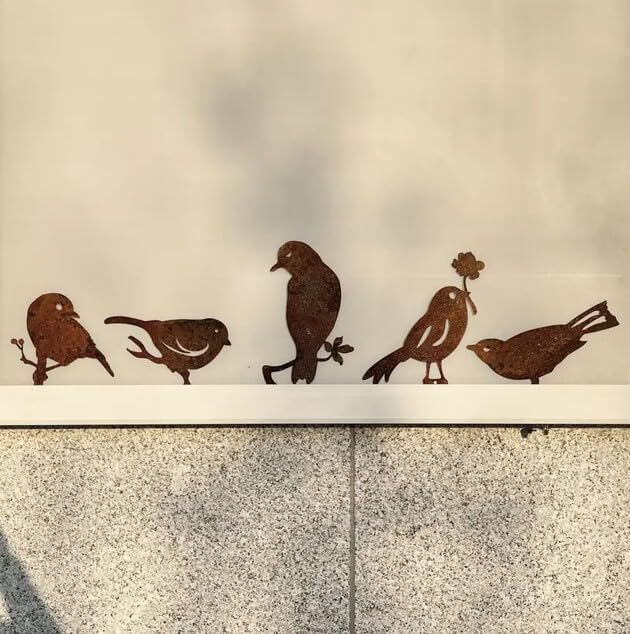 5PCS Rusty Metal Bird Garden Decor, Spring Yard Art Decorations for Outdoor Fence, Lawn & Patio – Unique Outdoor Ornaments