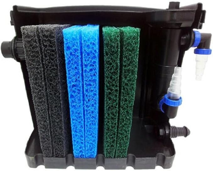 Matala BSTPII-W Biosteps II Pond Filter with Waterfall - for Ponds up to 2,700 gallons - with 6 Filter Pads (2 Blue, 2 Gray, 2 Green)