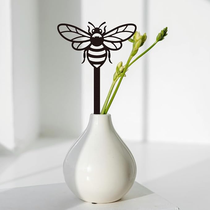 WADORN Bee Metal Yard Stakes Spring Decor, 10.6" Bee Outdoor Statues Silhouette Black Cute Bees Yard Art Stakes Bees Lover Gifts Indoor Outdoor Ornaments Decoration for Garden Patio Backyard Lawn