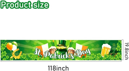 St Patricks Day Banner 120 * 20 inch St Happy St Patricks Day Decorations Backdrop Yard Signs Irish Holiday Decor Party Supplies for Outdoor Fences and Holiday Displays Outdoor Yard Patio Banner