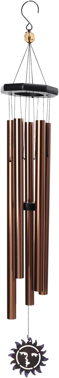 Taman Wind Chimes for Outside, 37” Sun Face Aluminum Deep Tone Wind Chimes Sympathy Memorial for Loss of a Loved One Condolence Gift Garden Patio Outdoor Home Decoration