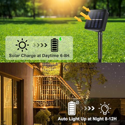 66FT 200LED Solar Rope Lights - White Waterproof, 8 Modes