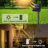 66FT 200LED Solar Rope Lights - White Waterproof, 8 Modes