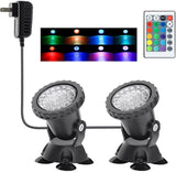 Pond Lights, Underwater Fountain Lights Color Changing Spotlight RGB Dimmable IP68 Waterproof Submersible Landscape Spot Lights for Outdoor Lawn Fountain Yard, 2 in Set