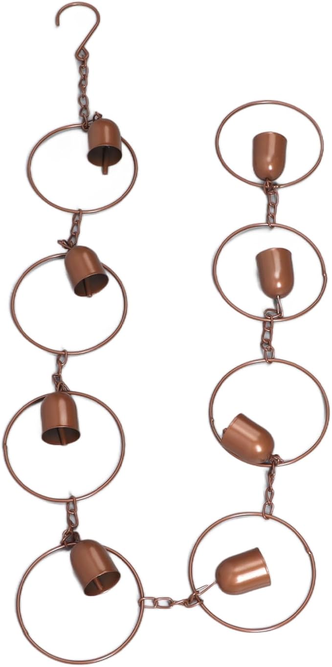 Hanging Rain Chain Metal Chime with Hooks Soothing Sounds Effective Gutter Drainage Catcher for Balcony Courtyard