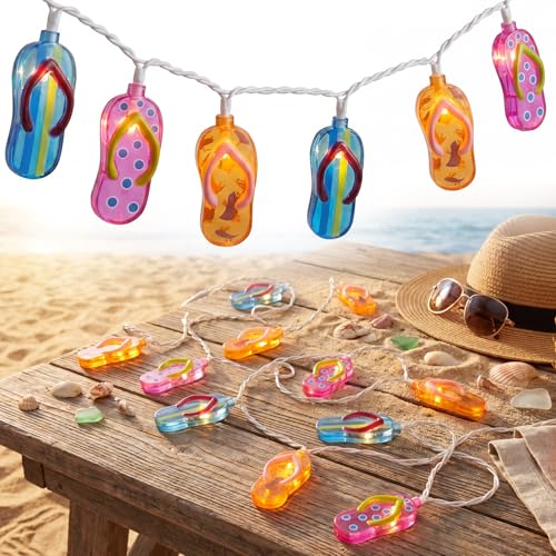 Summer Beach Flip Flop String Lights - 8.5FT, 10 LED Multicolor