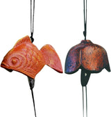 Set of 2, Japanese Bless Small Wind Chimes Outdoor, Iwachu Cast Iron Lucky Temple Wind Bell Memorial and Sympathy Wind Chimes for Outside Good Luck for Garden, Patio, Balcony(Goldfish and Plum)