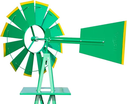 VINGLI 8FT Ornamental Windmill Backyard Garden Decoration Weather Vane, Heavy Duty Metal Wind Mill w/ 4 Legs Design (Green, 8, Feet, 21.6, Inches, 8.00, Feet, 25.98, Inches, 25.98, Inches)