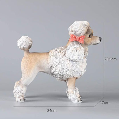 Garden Statue Animal Sculpture Outdoor Decor Gift Statue Decoration, Poodle Sculpture Resin Model, Living Room Garden Decoration Crafts, Children's Friends and Gifts 24 17 23.5cm