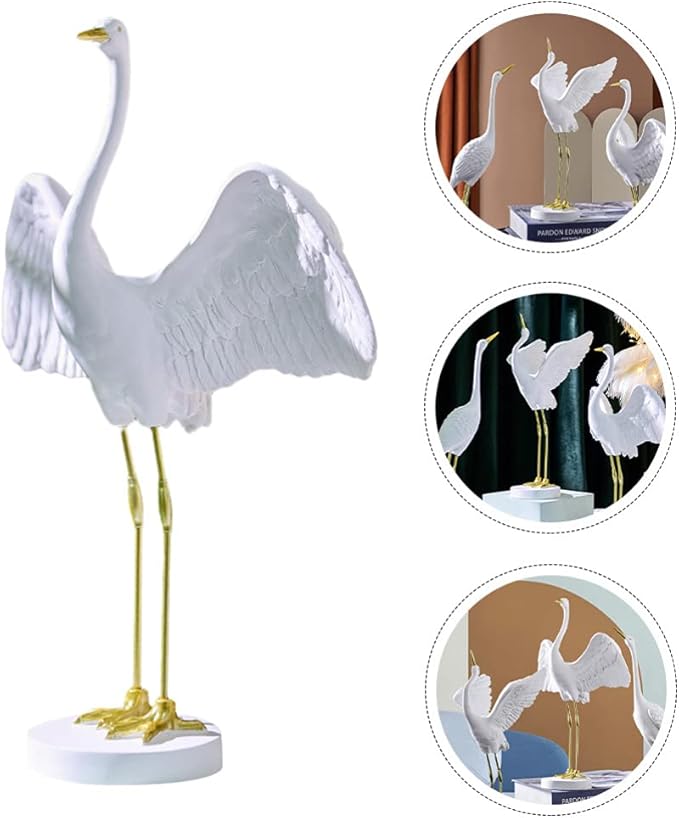 Milisten Outdoor Decor 1pc Garden Crane Statues Resin Crane Figurines Heron Sculptures Bird Statues Lawn Ornaments for Backyard Pond Patio Porch Outside Decor