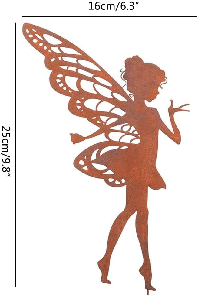 Cute Fairy Silhouette Decorative Metal Garden Yard Stakes Arts Decor Outdoor Garden Patio Ornaments, Average code