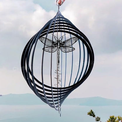 Personalized Dragonfly Metal Wind Spinner, Custom Hanging Decoration for Outdoor Display, Kinetic Garden Sculpture, Nature Gift (Dragonfly Garden Wind Spinner)