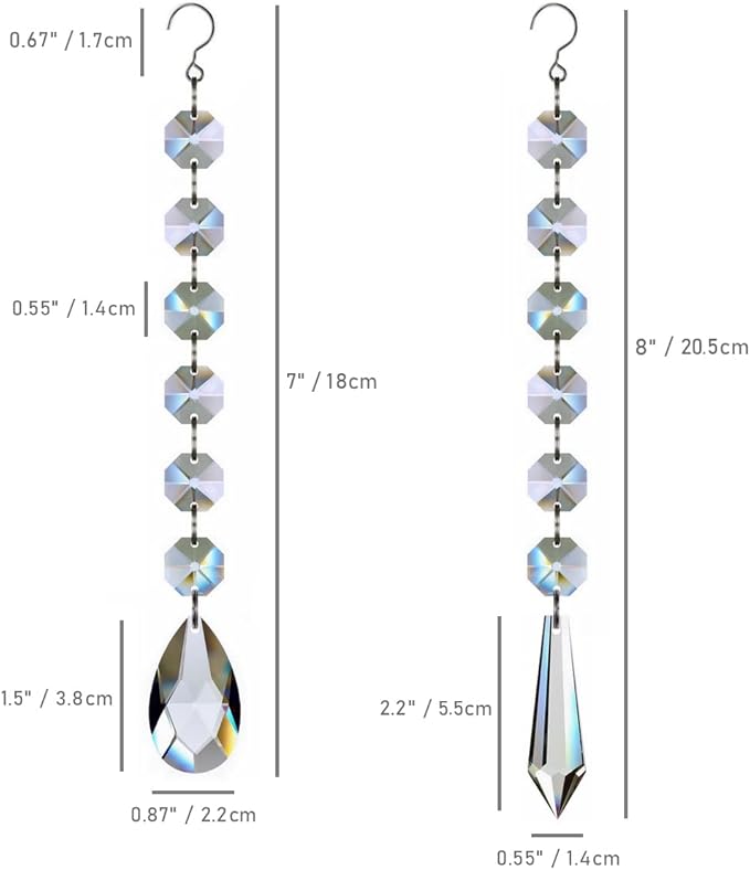 Teardrop Crystals Garland 12 Strands, 38mm/55mm Hanging Chandelier Crystals Beads Chain for Decoration Clear GOLDENHAITAI