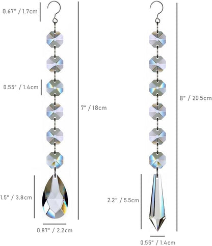 Teardrop Crystals Garland 12 Strands, 38mm/55mm Hanging Chandelier Crystals Beads Chain for Decoration Clear GOLDENHAITAI