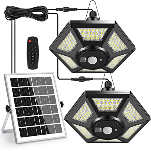 Solar Pendant Light - Dual Head, 180 LED, Motion Sensor, Remote Control