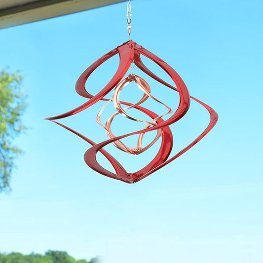 Red Carpet Studios The Original Cosmix Deluxe Helix Wind Spinner, Medium14-Inch, Double Red & Copper