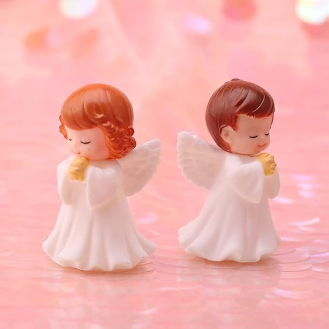 4Pcs Praying Angels Figurines, 2.55 inch Praying Angel Mini Plastic Angel Figurines for Garden Statue Home Decoration