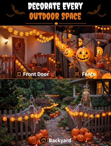 Pumpkin String Lights 8.5FT - 10 LED Halloween Lanterns