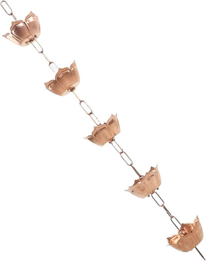 HEEPDD Rain Chains 1 Meter Handcrafted Design Gutter Downspout Replacement for Garden Porch Courtyard Villa Copper Rain Chain Flower Decorative Catcher Collected Items