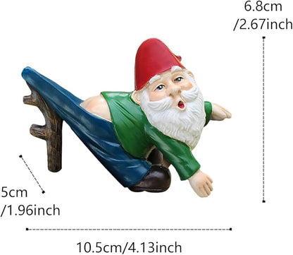 Funny Garden Gnome Statue Flower Pot Hugger, Pants Hanging on Branch Gnome Figurine Resin Sculpture Outdoor Decor Patio Lawn Yard Fence Plant Pot Ornaments
