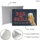 SCAZOMV Bar And Grill Metal Sign Pub Decor Man Cave Signs Vintage Wall Art Decorations Tin Plaque Dads Fathers Rustic Home Beer Bar Accessories 12"X8"