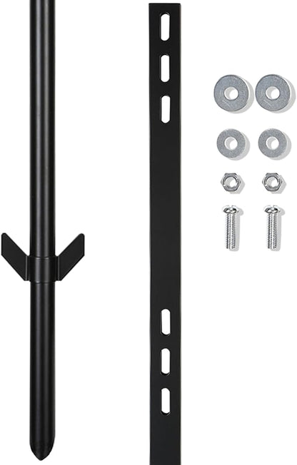2 Pcs 36'' Yard Sign Stake for Outdoor, Metal Garden Posts with Barbed Anchors, Easy to Install, Rugged, Lightweight & Abjustable 3 Foot Signs Pole for Ground Lawn(Black)