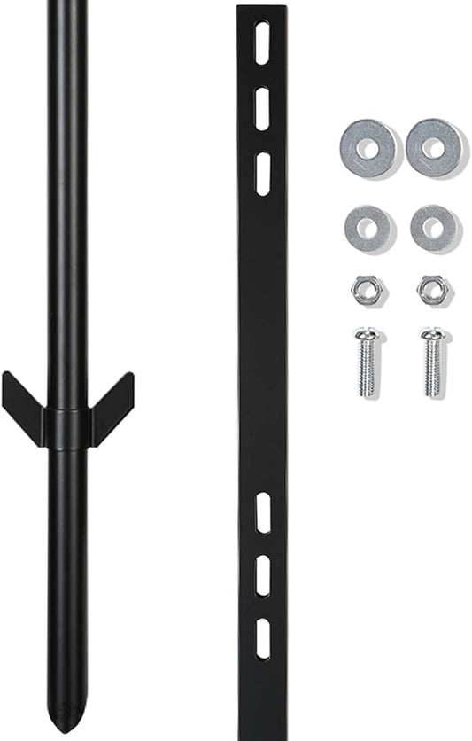2 Pcs 36'' Yard Sign Stake for Outdoor, Metal Garden Posts with Barbed Anchors, Easy to Install, Rugged, Lightweight & Abjustable 3 Foot Signs Pole for Ground Lawn(Black)