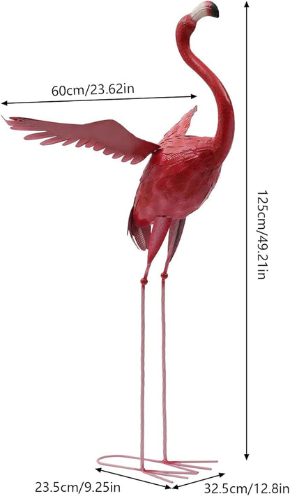 Flamingo Ornament,Flamingo Garden Statues and Sculptures,Metal Birds Yard Art Outdoor Statue, Red Pink Flamingo Lawn Ornaments for Home, Patio, Backyard Decor (1)