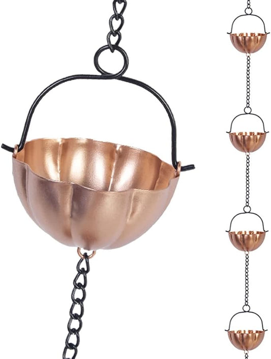 dreamysoul 9.4 FT Copper Rain Chain, Flower Rain Chains Gutters, Decorative Rain Chains Replacement Downspout for Gutters